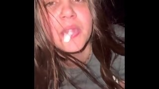 Swallowing his cum on a public beach late at night