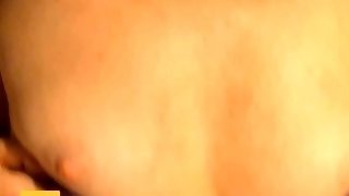 Petite blonde's tits bounce while fucking on them POV - Wife riding big cock