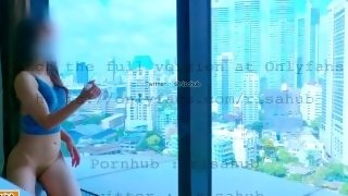 risahub 4K [Thai] - Dildo fucking on the glass of a tall building in Bangkok