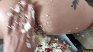 Anal Pizza with Forest Whore (prolapse, messy, filthy, dirty, enema)