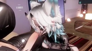This dumb but cute cyber wolfie has some fun with a futa cock /w Subby Boiyo VR // Fansly Preview