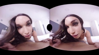 Virtual reality with busty shemale tranny