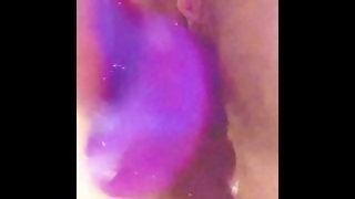 Close up masturbating wet pussy with toys