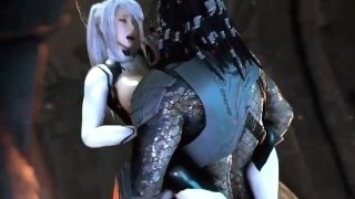 Animation horror sex where monster fucks bitch and cum in anal, mouth and on face, Girl swallows cum