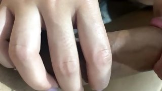 My stepsister gives me the slobberiest blowjob of my life in close-up