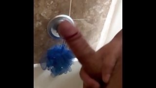 Horny papi in solo shower