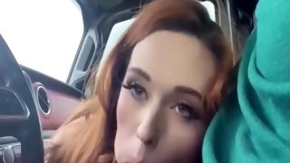 Beautiful Redhead Bitch Sucking In The Car