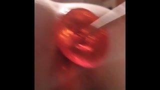 Fucking my trans girl friend with candy buttplug