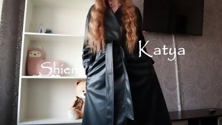 Lustful vixen Katya Shien solo pantyhose fetish clip