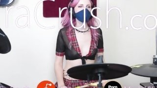 Cute Grunge Teen Plays Drums and Flashes Tits (Nirvana - Heart Shaped Box)