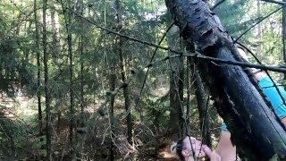Step brother is fucking my mouth and pussy in the woods