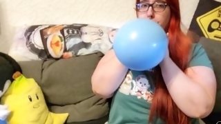 Blow to pop blue ballon