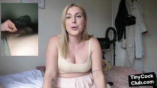 Seducing slut loves talking dirty about small white di