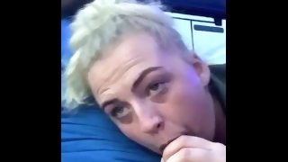 BLONDE GIVES RISKY BLOWJOB ON BUS PART 2